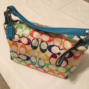 Small mini multi color rainbow Coach purse bag handbag